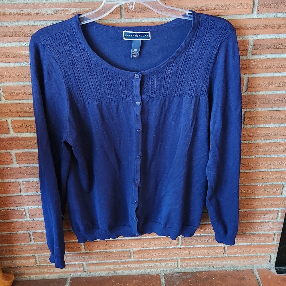 Karen Scott XXL Navy Blue Cardigan